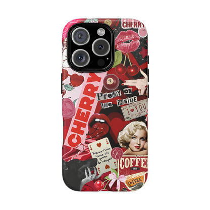 Cherry Theme Retro Collage Tough Phone Case