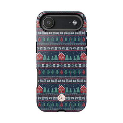Winter Cottage Pattern Tough Phone Case