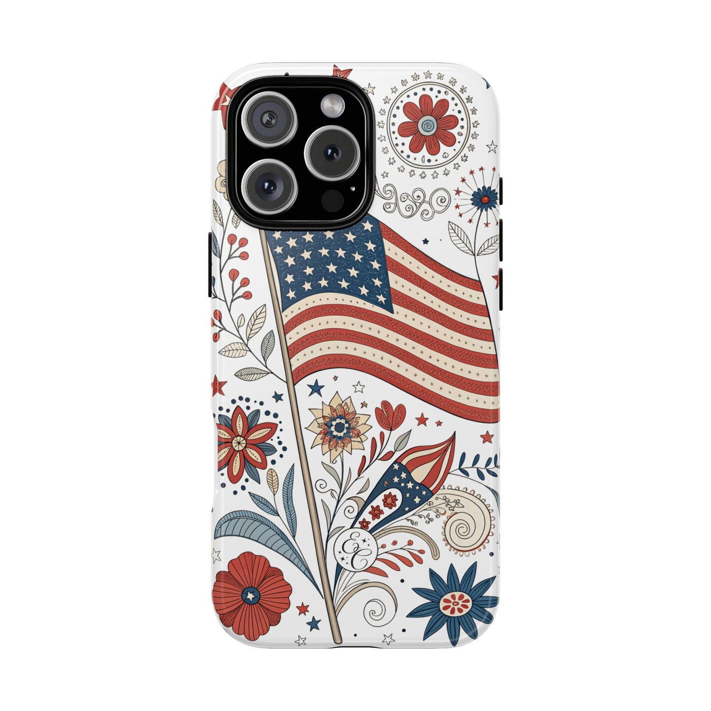 Boho USA Flag Floral Tough Phone Case
