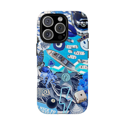 Eclectic Blue Collage Tough Phone Case