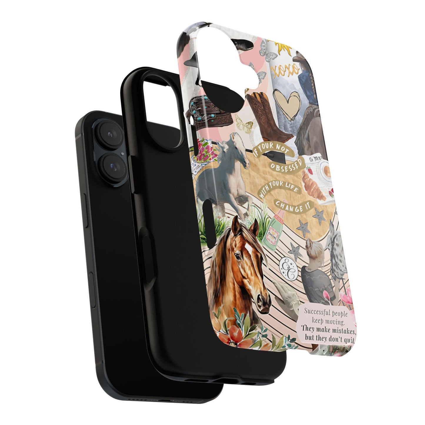 Equestrian Cowgirl Collage Tough Phone Case
