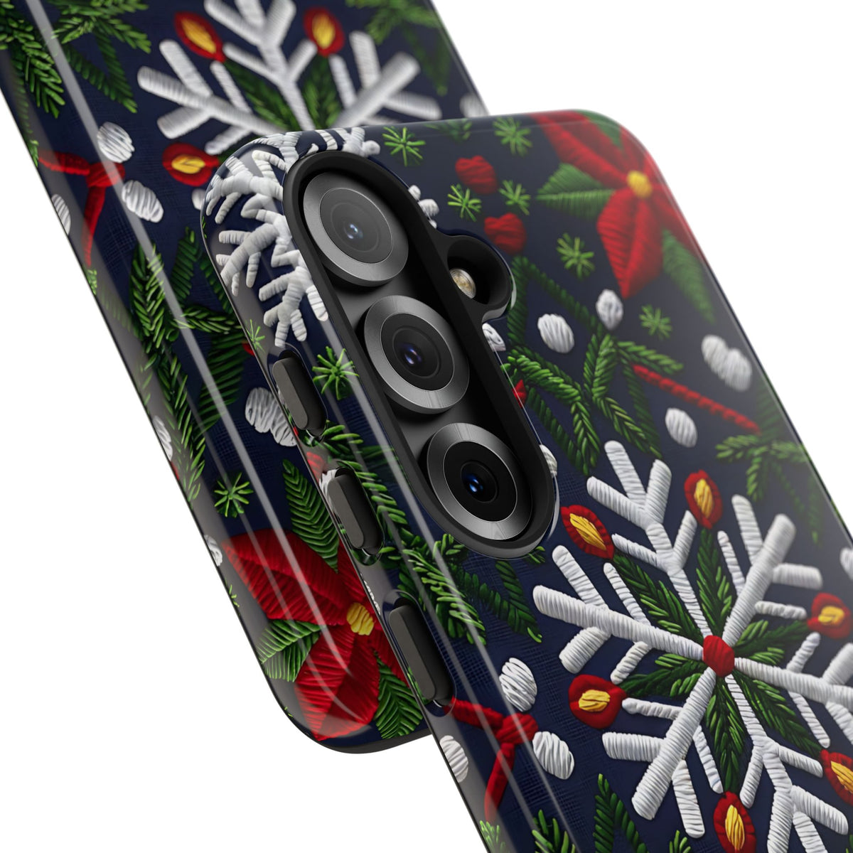 Snowflakes and Poinsettias Phone Case