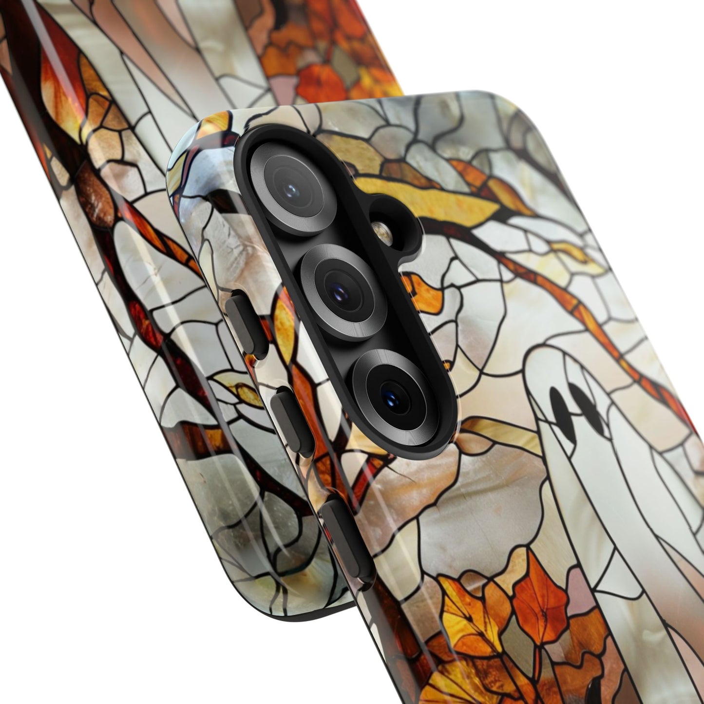 Halloween Ghost & Pumpkin Stained Glass Tough Phone Case