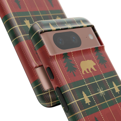 Christmas Bear Plaid Tough Phone Case