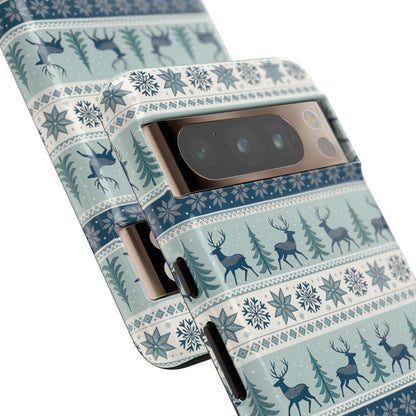 Blue Winter Reindeer Tough Phone Case
