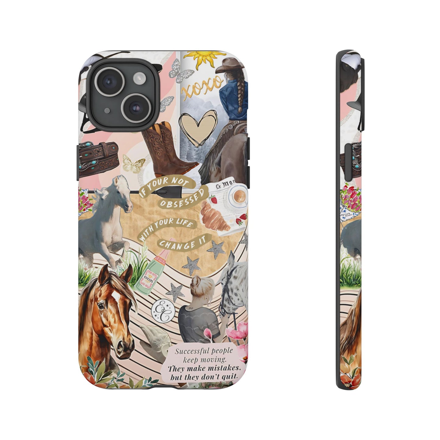 Equestrian Cowgirl Collage Tough Phone Case