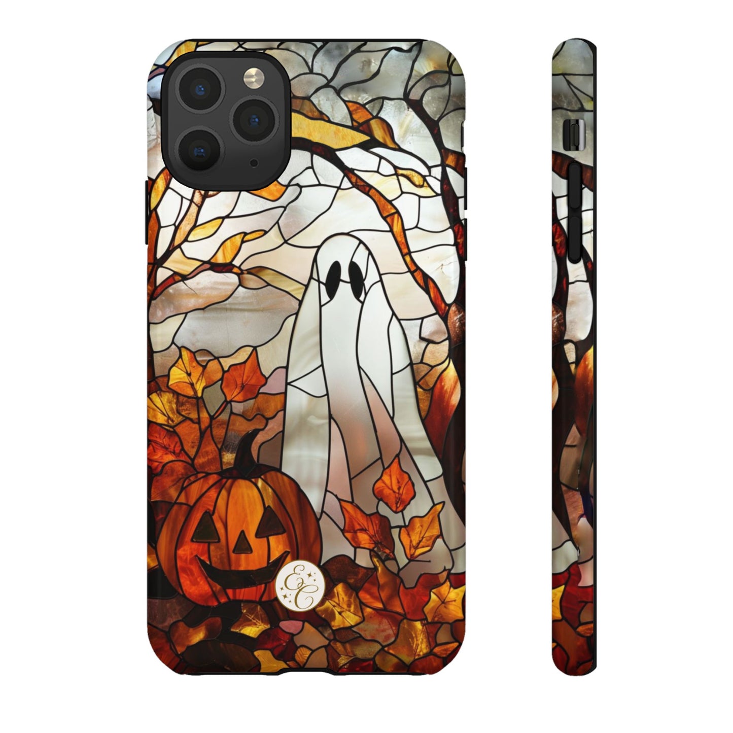 Halloween Ghost & Pumpkin Stained Glass Tough Phone Case