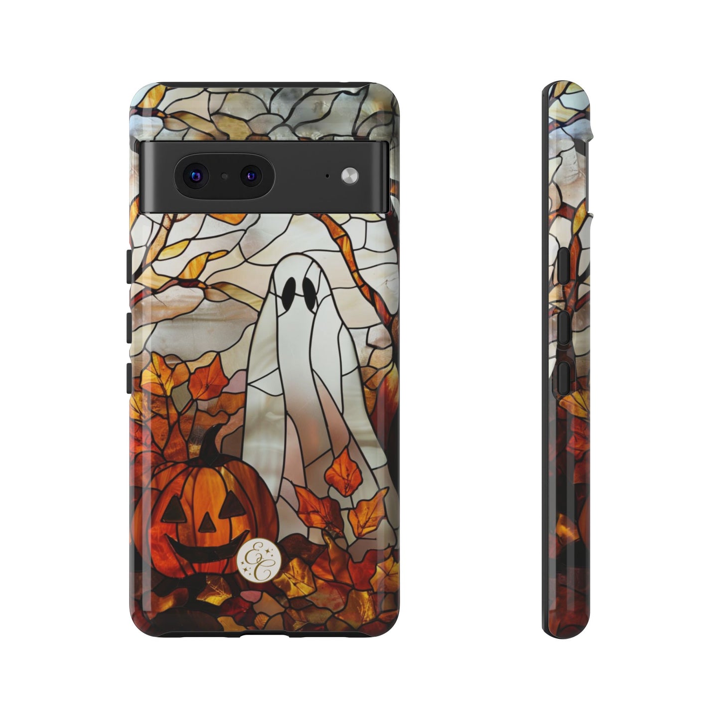 Halloween Ghost & Pumpkin Stained Glass Tough Phone Case