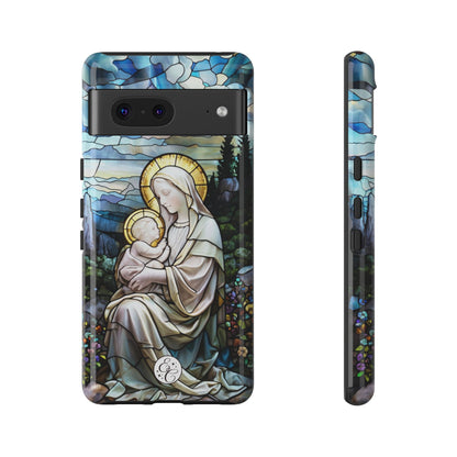 Virgin Mary with Baby Jesus Stained Glass Tough Phone Case