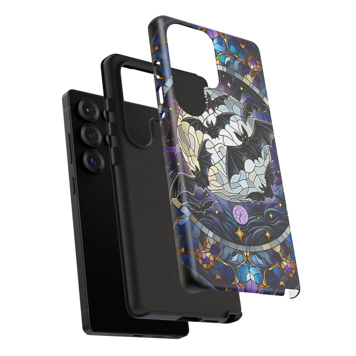 Midnight Bats Stained Glass Halloween Phone Case