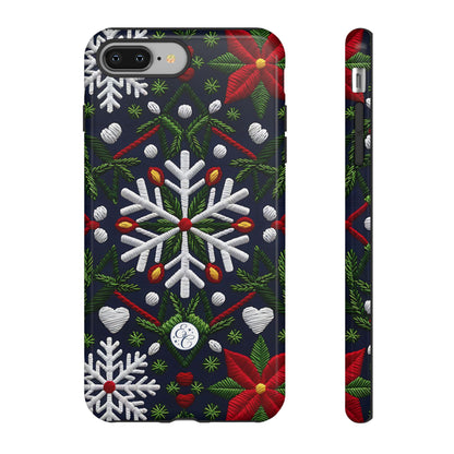 Snowflakes and Poinsettias Tough Phone Case