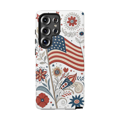 Boho USA Flag Floral Tough Phone Case