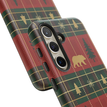 Christmas Bear Plaid Tough Phone Case