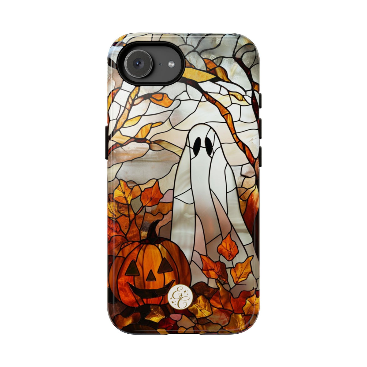 Ghost & Pumpkin Stained Glass Halloween Phone Case