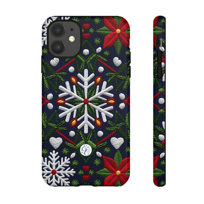 Snowflakes and Poinsettias Tough Phone Case