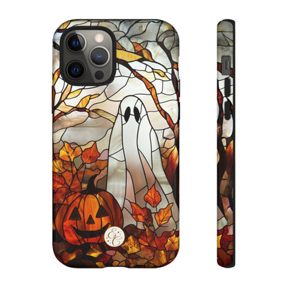 Halloween Ghost & Pumpkin Stained Glass Tough Phone Case
