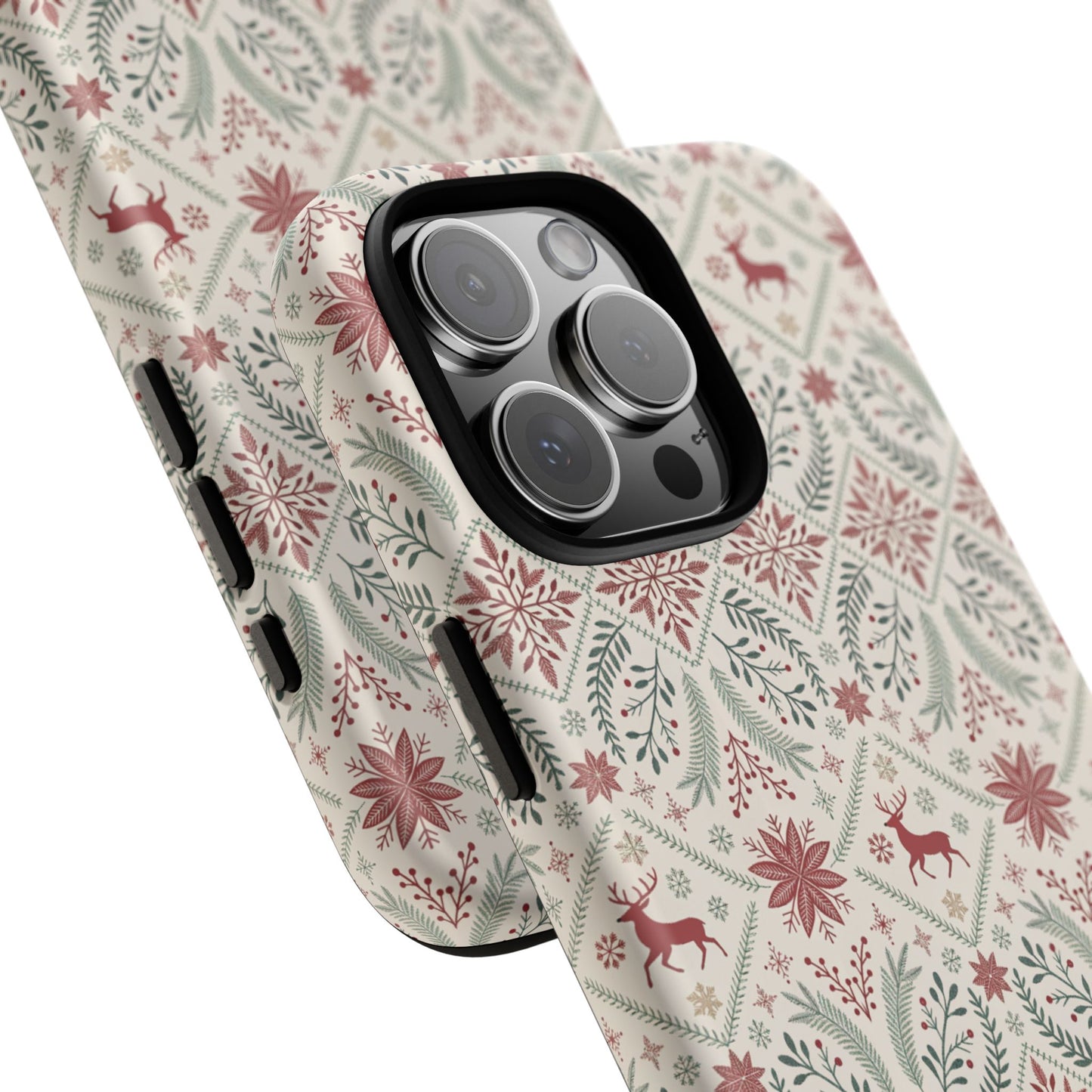 Red Reindeer Christmas Pattern Tough Phone Case