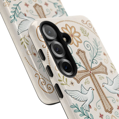 Christian Cross and Doves Tough Phone Case
