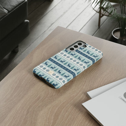 Blue Winter Reindeer Tough Phone Case