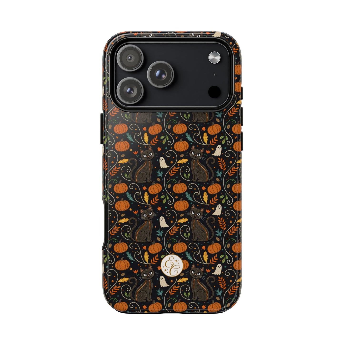 Boho Halloween Black Cat Pattern Tough Phone Case