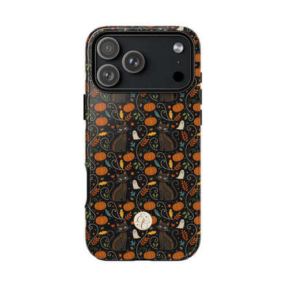 Boho Halloween Black Cat Pattern Tough Phone Case