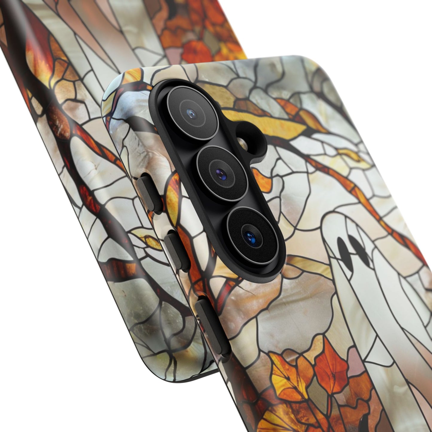 Halloween Ghost & Pumpkin Stained Glass Tough Phone Case