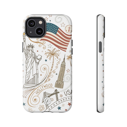 USA Landmarks Boho Doodle Tough Phone Case