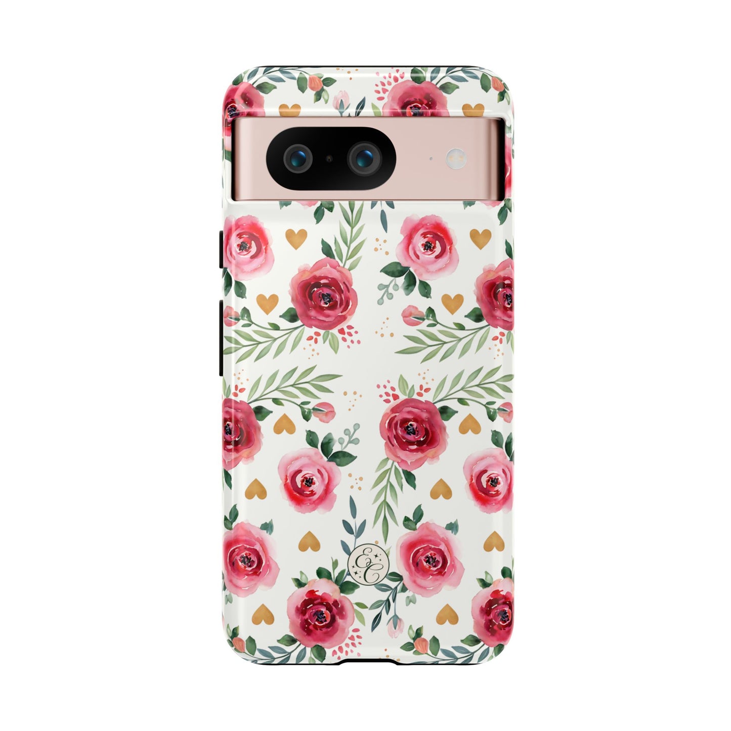 Hearts & Roses Watercolor Pattern Tough Phone Case
