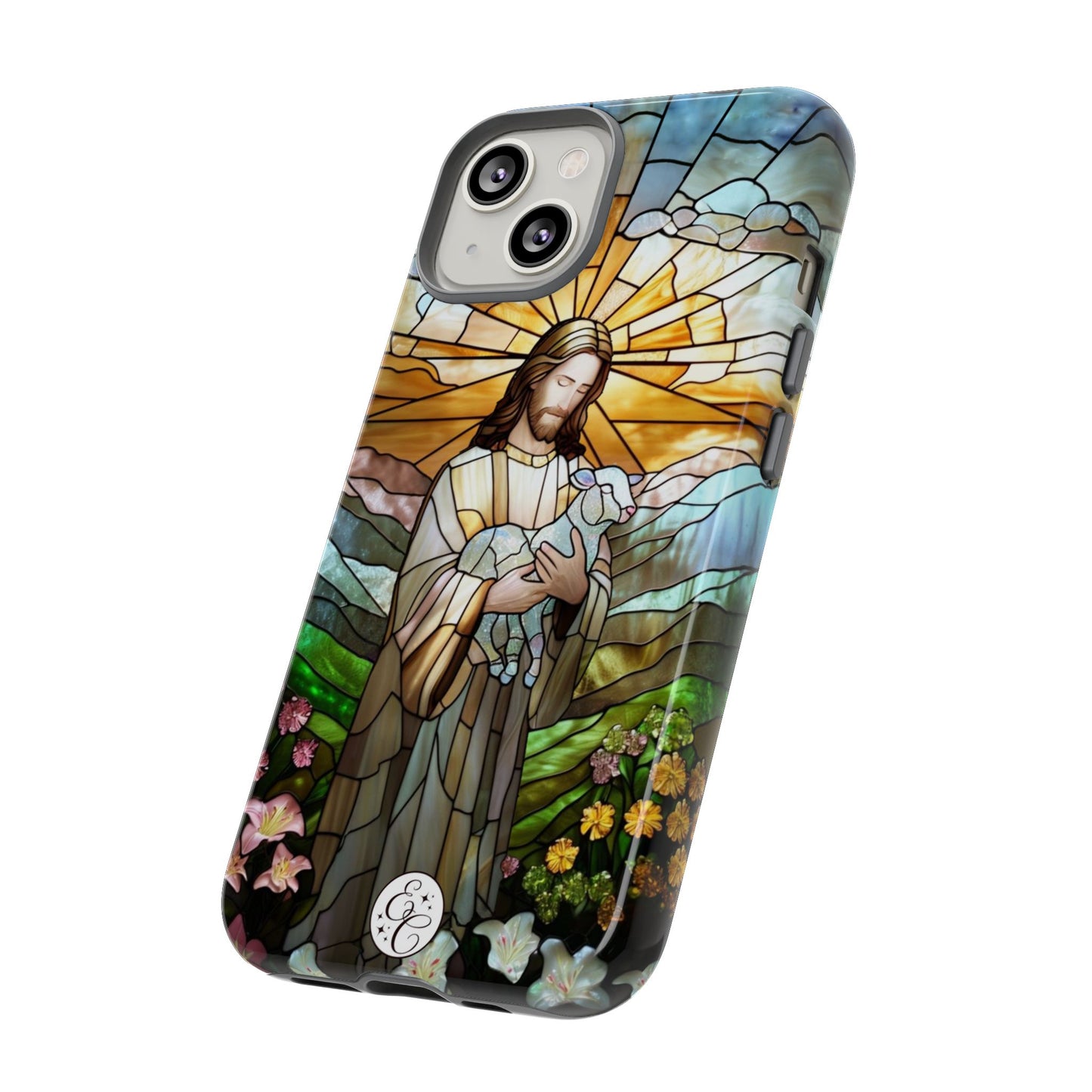 Jesus Holding a Lamb Stained Glass Tough Phone Case