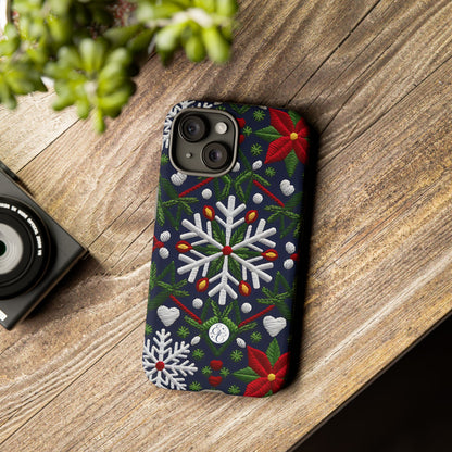 Snowflakes and Poinsettias Tough Phone Case