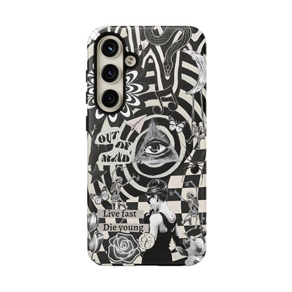 Black and White Psychedelic Art Tough Phone Case