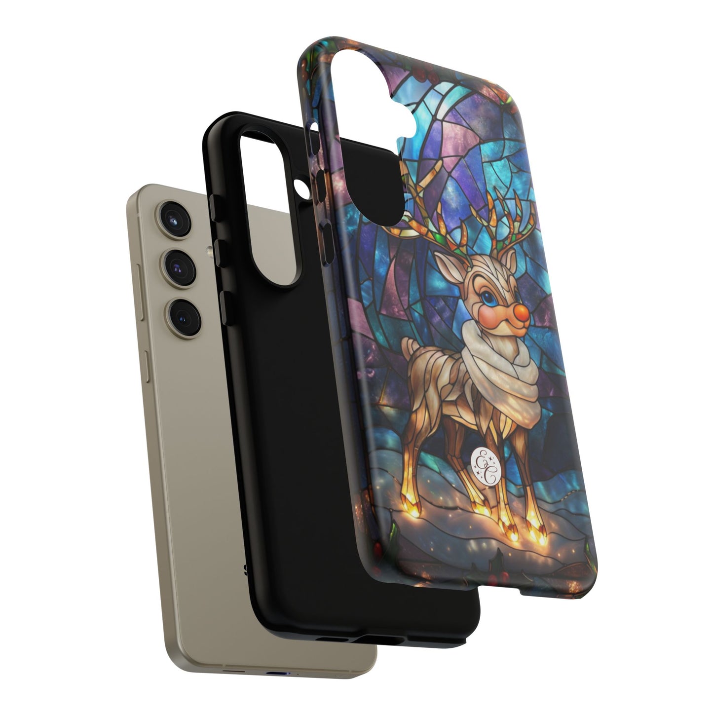 Cute Reindeer Stained Glass Tough Phone Case