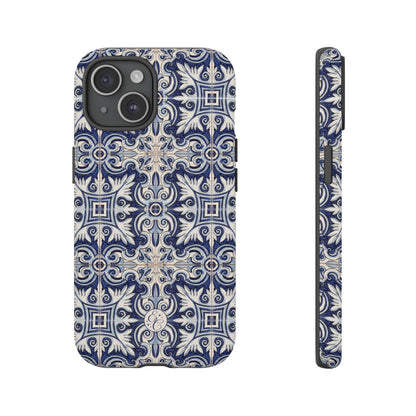 Mediterranean Floral Ceramic Pattern Tough Phone Case