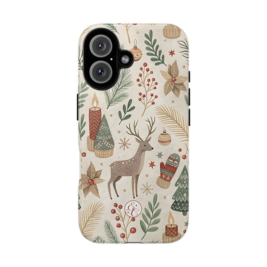 Rustic Christmas Reindeer Tough Phone Case