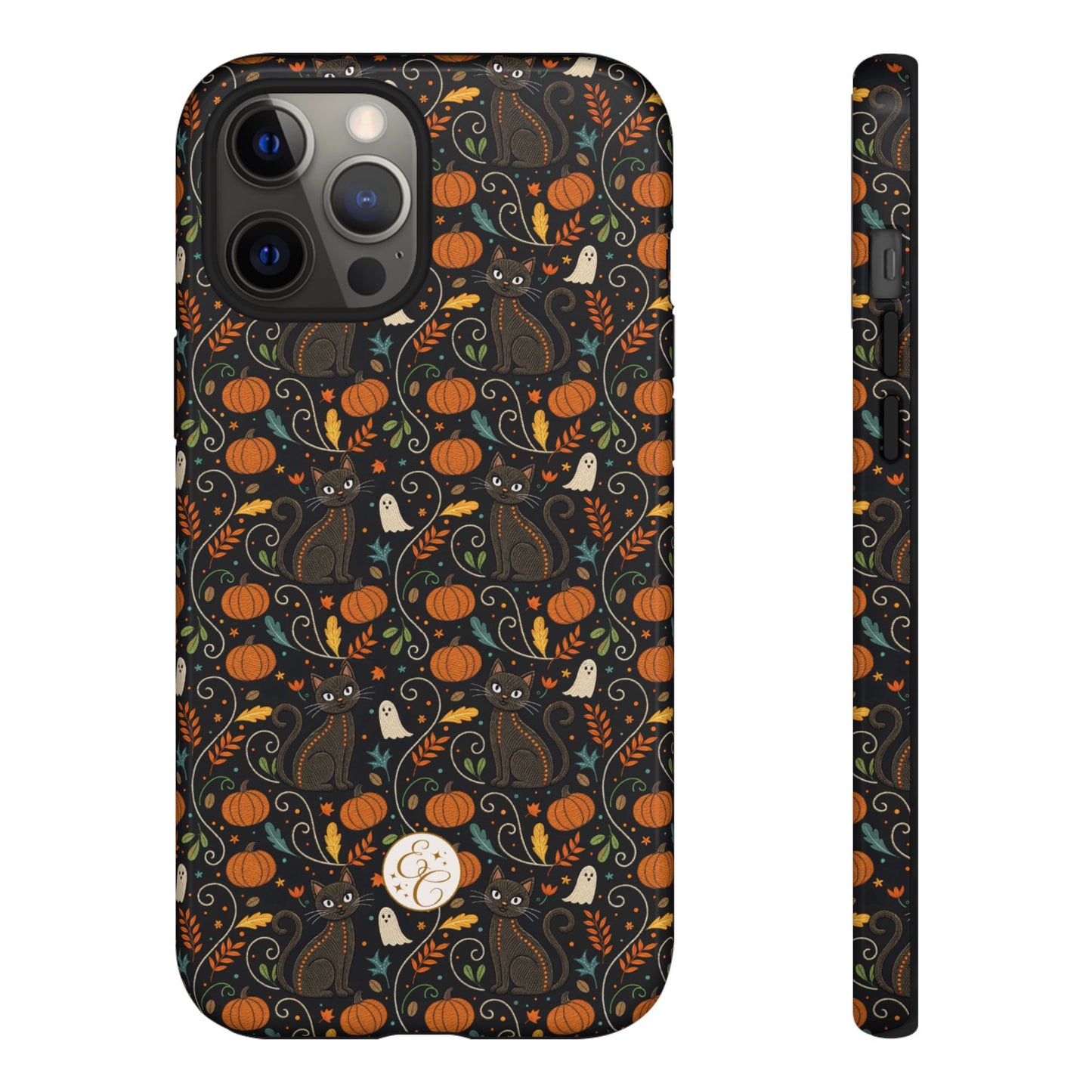 Boho Halloween Black Cat Pattern Tough Phone Case