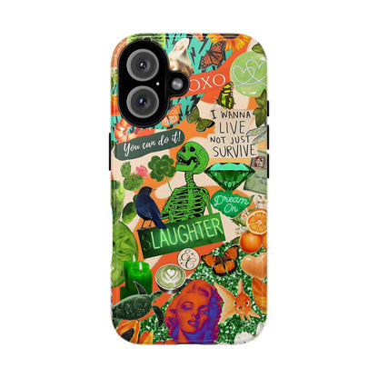 Green and Orange Collage Tough Phone Case