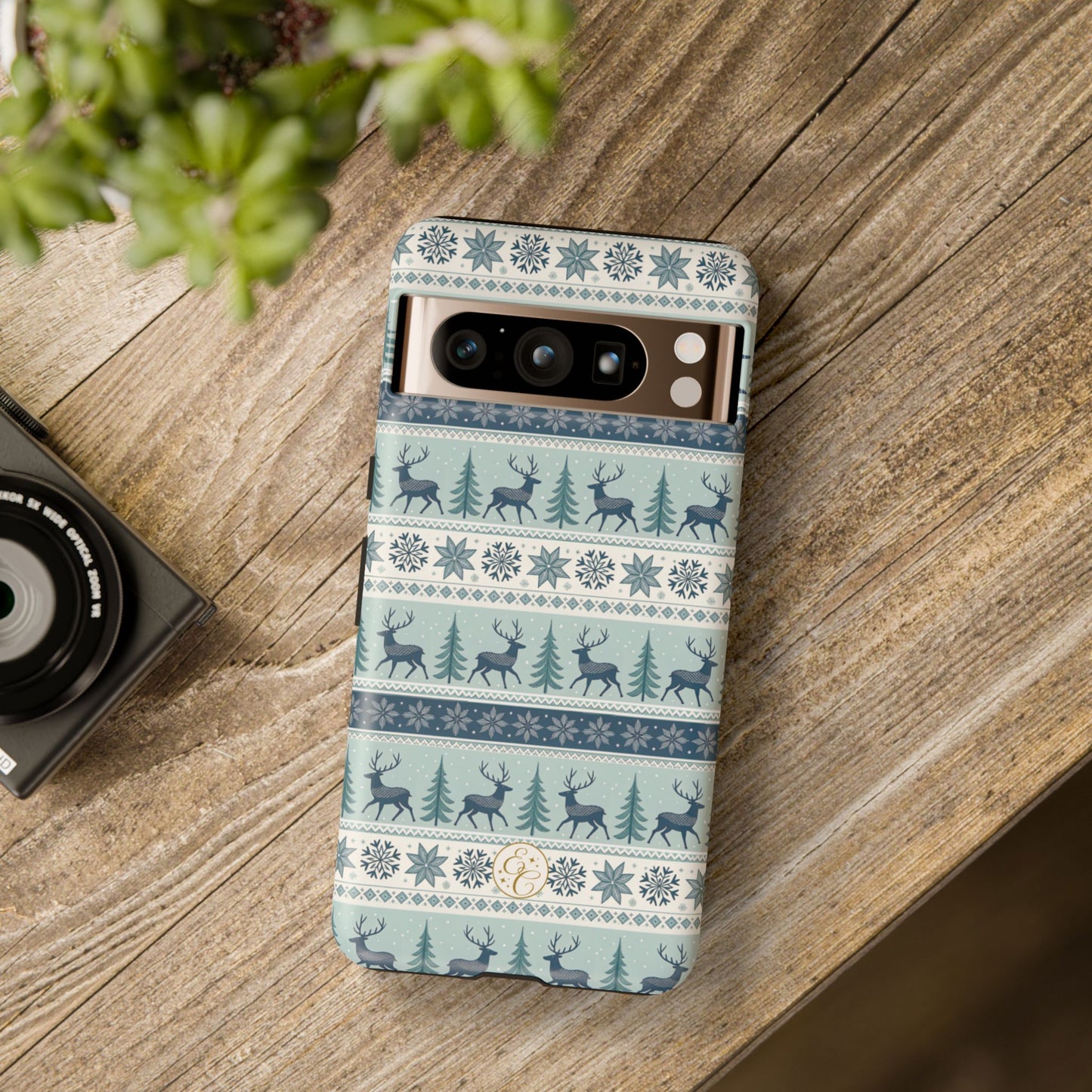Blue Winter Reindeer Tough Phone Case