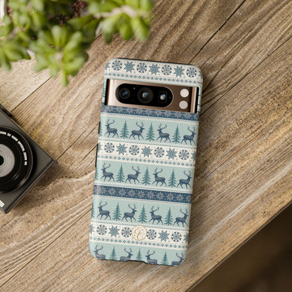 Blue Winter Reindeer Tough Phone Case