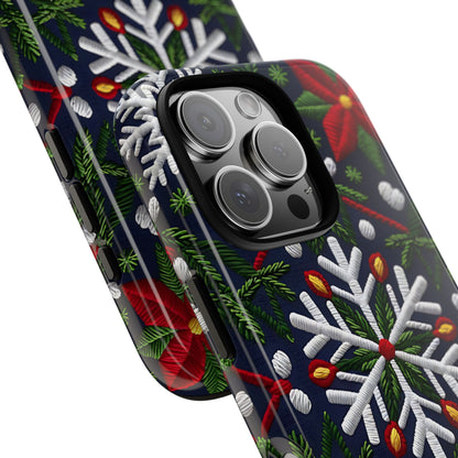 Snowflakes and Poinsettias Tough Phone Case