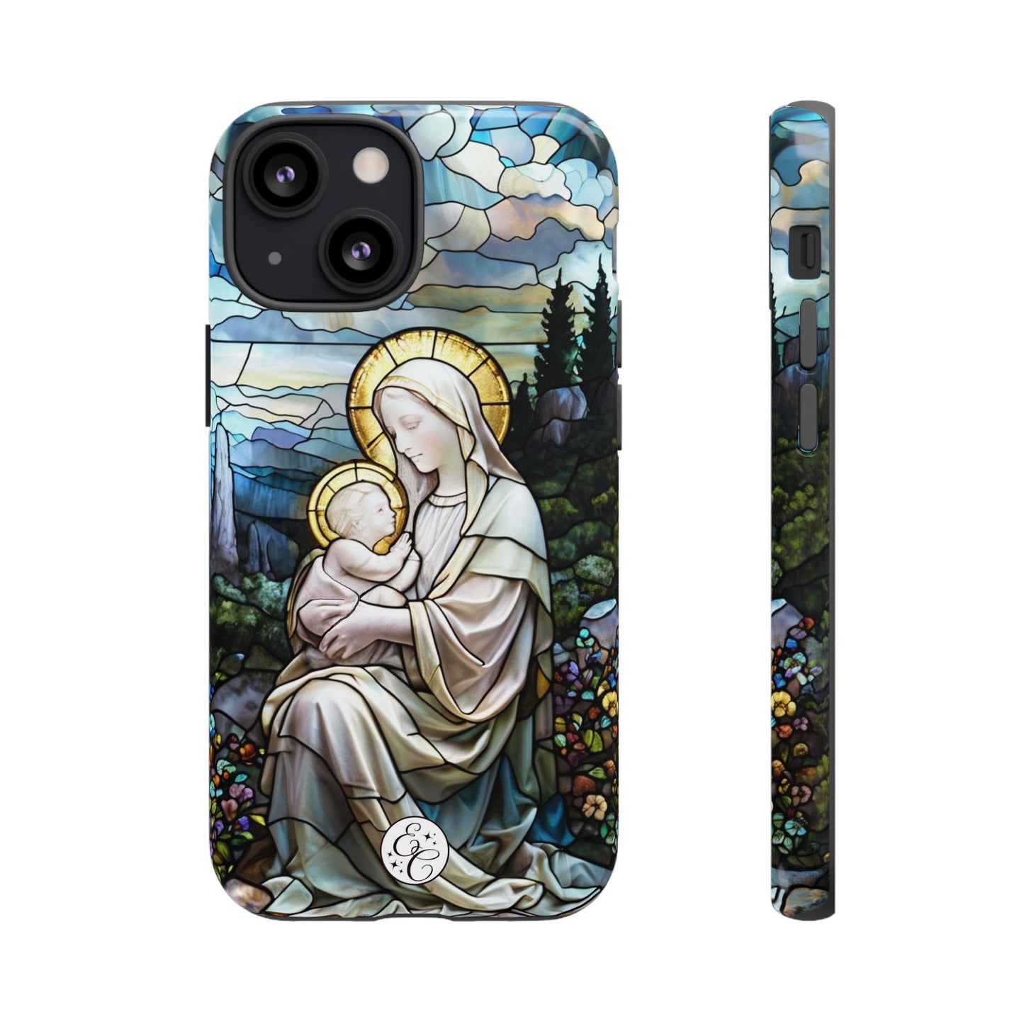 Virgin Mary with Baby Jesus Stained Glass Tough Phone Case