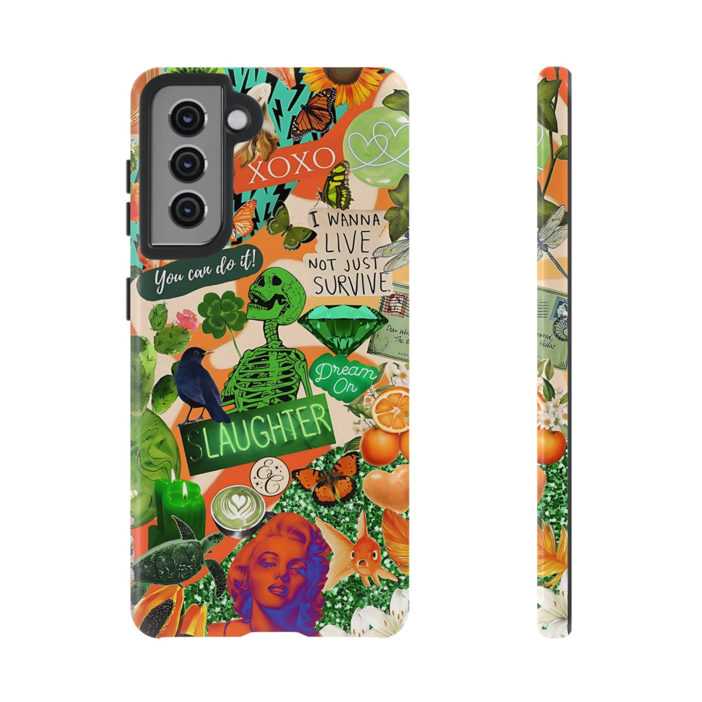 Green and Orange Collage Tough Phone Case