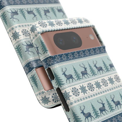 Blue Winter Reindeer Tough Phone Case
