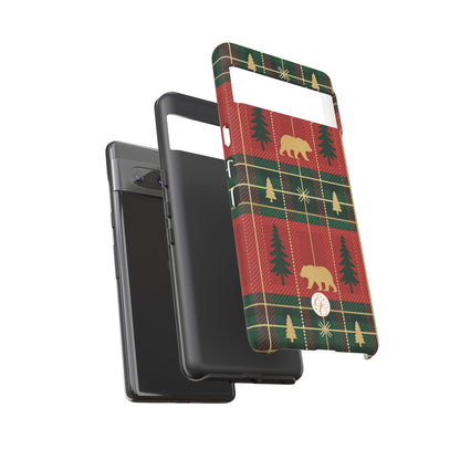 Christmas Bear Plaid Tough Phone Case