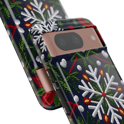 Snowflakes and Poinsettias Phone Case