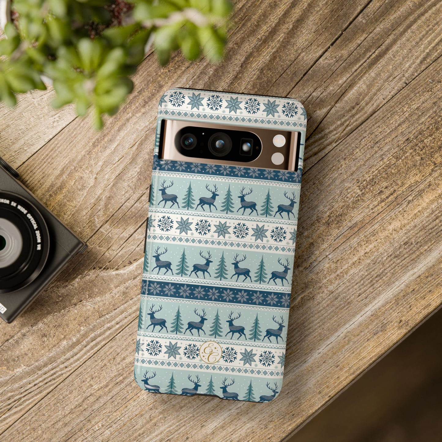 Blue Winter Reindeer Tough Phone Case