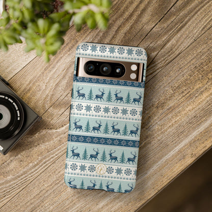 Blue Winter Reindeer Tough Phone Case