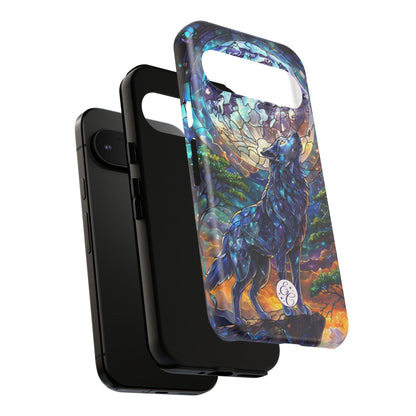 Moonlit Wolf Stained Glass Halloween Phone Case