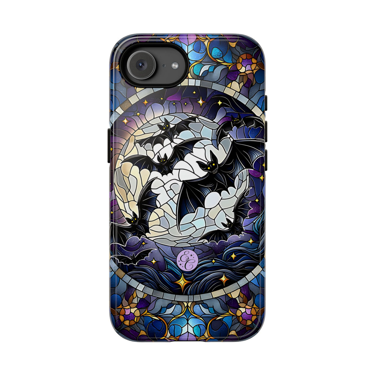 Midnight Bats Stained Glass Halloween Phone Case