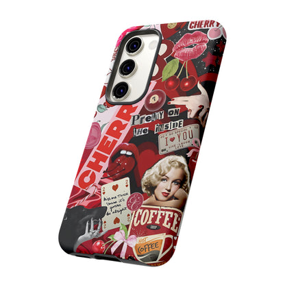 Cherry Theme Retro Collage Tough Phone Case