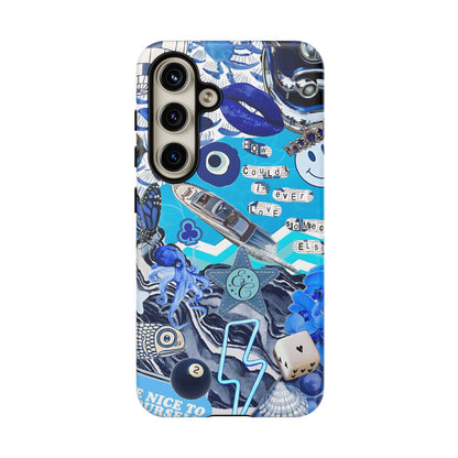 Eclectic Blue Collage Tough Phone Case